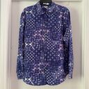 Garnet Hill  Women's Silk Button Front Blouse Top Long Sleeve Size 6 Blue Purple Photo 0