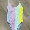 PilyQ NWOT Pastel Colorblock  One Piece Swimsuit Size Medium Photo 0