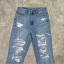 American Eagle  Curvy Mom Jeans High Rise Stretch Distressed Size 8 Long Photo 3