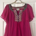 ECI  pink flowy patterned blouse size small Photo 1