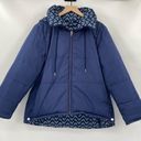 Hill House  Edie Reversible Puffer Jacket Two Sided Zip Coat Posies Navy Womens S Photo 7