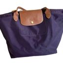 Longchamp  Large Le Pliage Tote Purple, Nylon Leather Trim Handbag Photo 1