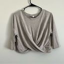 Free People Movement FP Movement by Free People Grey Tan Twist Front Cropped Athletic Shirt Small Photo 0