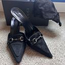 Gucci Black GG Canvas and Leather Horse-Bit Pointed Mules Women’s Size 8 Photo 0