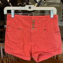 Bebe  High Rise Colored Denim Shorts Coral Womens 26 Photo 7