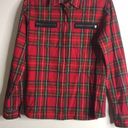 DKNY Vintage  Red Buffalo check Plaid Flannel zip up Shirt size medium Photo 2