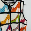 Vintage Y2K Colorful Beaded Heels Grandma Zip Up Sweater Vest SZ M Size M Photo 3