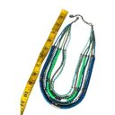 Vintage Blue  and Green Multi Strand Necklace, Teal Bead Six Strand Necklace Photo 6