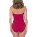 Profile  by Gottex Burgundy Solid Tummy Tuck One Piece Lace Up Swimsuit 8 NEW Photo 1