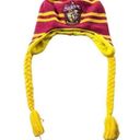 Harry Potter Gryffindor Adult Beanie Flaps Tie Rope with Pom Pom One Size Knit Red Photo 0