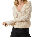 ASTR NWT  Wrap Front Pointelle Sweater In Cream Size Medium Long Sleeve Open Knit Photo 0