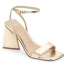 BP  Sandals Womens Size 5 Gold Parker Ankle Strap Chunky Triangular Heels Photo 0