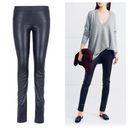 The Row  Navy Blue Stretch Leather Moto Leggings Photo 1