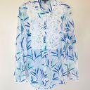 Isaac Mizrahi  floral tuxedo lace colored button light weight blouse XL Photo 1