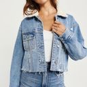 Abercrombie & Fitch Abercrombie Cropped Trucker Jacket Sherpa Collar Medium Wash Photo 1