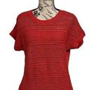 Chico's  Womens Orange Coral Open Knit Crochet Cap Sleeve Jumper Blouse  1 Photo 0