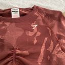 Gymshark Adapt Camo Long Sleeved Crop Top In Savanna / Cherry Brown Photo 1