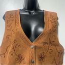 Agapo Rust Orange Tan Leather Suede Vest Floral Embroidery Stitch Size Medium Photo 2