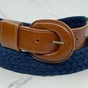 Vintage Blue  Braided Woven Belt with Brown Trim Size Small S Womens Photo 0