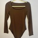 Brown Ribbed Bodysuit Size M Photo 0