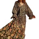 Rococo  Sand Hana Printed Kaftan Maxi Dress Black Metallic Thread Size XS NWT Photo 0