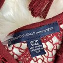 American Eagle  Maroon Burgundy Long Sleeve Lace XS Photo 4