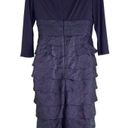 Adrianna Papell  Womens 6 Party Cocktail Dress Purple Layers Ruffles V Neck Lined Photo 1