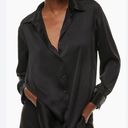 ZARA  Black Satin Effect Button Down Shirt Sz L Photo 0