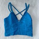 DO+BE Pleated Blue Cropped Tank Top Photo 0