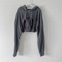 H&M Women's Cropped Hoodie black Medium Long Sleeve Drawstring Casual Photo 1