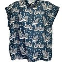 Paper Crane namaste greece button up short sleeve oragami  blouse Size S Photo 0