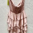 Rebecca Taylor eyelash tiered scallop satin strapless mini dress size 0 Photo 2