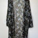 American Eagle Outfitters Sheer Chiffon Floral Kimono Black L/XL Boho Photo 1