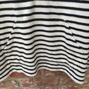 J.Jill  Top Stripe White Navy French Terry Kangaroo Pocket Coastal Grandma Large Photo 4