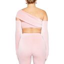 Naked Wardrobe NWOT  Pink Sparkle Overly Long Sleeve Off the Shoulder Crop Top Photo 1