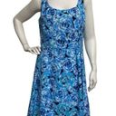 Carmen Marc Valvo Luxe by  Blue Floral Sleeveless Pleated Cocktail Dress 8 Summer Photo 0