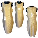 Bisou Bisou  Gold Foil Sleeveless Sheath Dress Midi Metallic Zip Closure Size 14 Photo 2