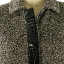 Max Mara  Italy Croc Embossed Leather Trim Black Wool Tweed Skirt Suit Jacket 12 Photo 2