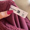 All In Motion  - Women's Snap Front Cozy Sherpa Pullover Sweatshirt Burgundy S Photo 8