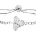 Macy's Cubic Zirconia Bee Adjustable Silver Bolo Bracelet NWT Photo 1