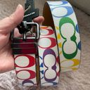 Coach NWT  Roller Buckle Cut To Size Reversible Belt In Rainbow Signature Canvas Photo 3