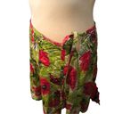 Talbots  Poppy Butterfly Floral Green and Red Pleated Cotton Skirt 4P Photo 7