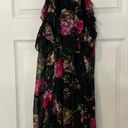 Umgee Black Pink Floral Cold Shoulder Dress Photo 0