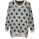 Maison Scotch  Cream Black Mohair Star Sweater Longer Length Pullover sz 2 Medium Photo 0