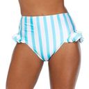 No Bo NWT Bikini swim bottoms light blue white stripes size X-Large 15/17 ruffles  Photo 0