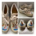 Polo HAND PAINTED  RL Phys Ed 67 white canvas lace up Women’s size 8 shoes Photo 1