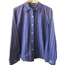 Liz Claiborne  Classics Non-Iron Striped Button-Down Shirt  Womens Size 14 Blue Photo 0