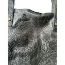 Krass&co American Leather . Black Floral Tooled Leather Zip Tote Bag Shoulder Bag Black Photo 1
