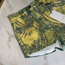 Gucci  Washed Studded And Tiger Embroidered Denim Shorts in Green/Yellow Photo 3