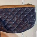 Tory Burch  Women's Quilted Top Zip Purse Cosmetic Bag Navy Blue Tan Size Large Photo 8